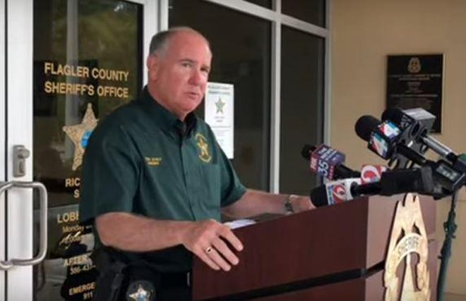 Flagler County Sheriff Rick Staly addresses members of the media on Monday regarding the shooting death of Flagler Palm Coast High School senior Curtis Gray on Saturday. [Patricio Balona/GateHouse Florida]