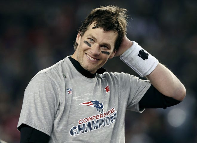 Patriots fans alike may smile like Tom Brady did after winning the AFC championship game against the Jacksonville Jaguars in 2018. Especially when fans see who New England has to play on its schedule in 2019. [AP File Photo/Charles Krupa]