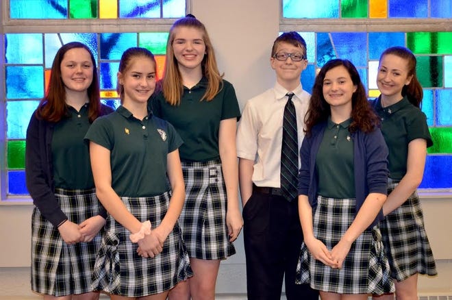 St. Michael students Sarah Grabowsky, Viviana Marshall, Madison Heiser, Michael Woodward, Chloe Doll and Anna Patterson were recongized for their writing at the 2019 Midwest Regional Scholastic Writing Awards Program. (Submitted photo)