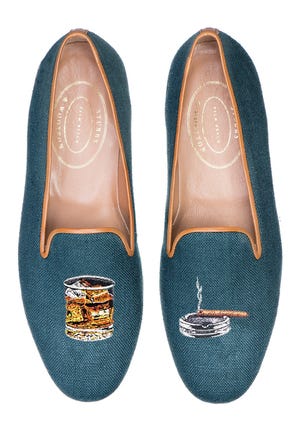 One of the more popular designs by Stubbs and Wootton "Scotch" will be on sale Monday. The slipper's original price is $525. [Photo courtesy of Stubbs and Wootton]