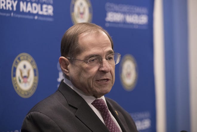 U.S. Rep. Jerrold Nadler, D-N.Y., chair of the House Judiciary Committee, speaks during a news conference Thursday in New York. [AP Photo/Mary Altaffer]