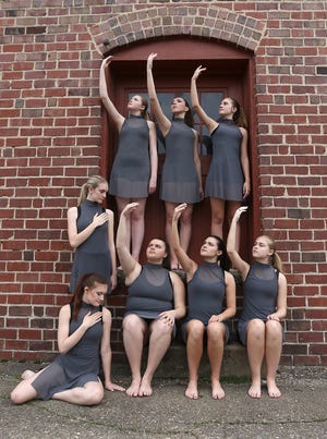 Dancers from the Tuscarawas Dance Arts Center, (Seated) Lexi Schupbach, Ella Stewart, Chloe Contini and Lauren Yoder (Back row) Skylar McPeek, Andarah Yoder, Becca Duncan and Caeolina Kapper are ready to participate in the All Ohio Dance Festival. (TimesReporter.com / Jim Cummings)