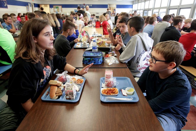 Tuslaw Middle School eighth graders eat lunch earlier this school year. Tuslaw Local Schools seeks new money this May to help the district maintain services and make some safety and facility improvements.

(IndeOnline.com / Kevin Whitlock)