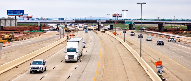 Traffic travels on I-40 under the newly expanded Sara Road bridge in Oklahoma City, Okla. on Tuesday, April 23, 2019. [Chris Landsberger/ The Oklahoman, file]