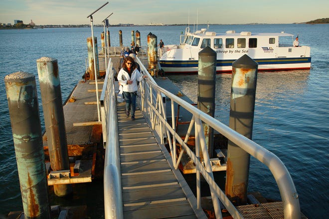 Boston Harbor Now has announced plans for a potential new ferry route to run between Quincy, Long Wharf in Downtown Boston and Columbia Point in Dorchester. Here, a passenger disembarks the Squantum Ferry. Patriot Ledger file photo