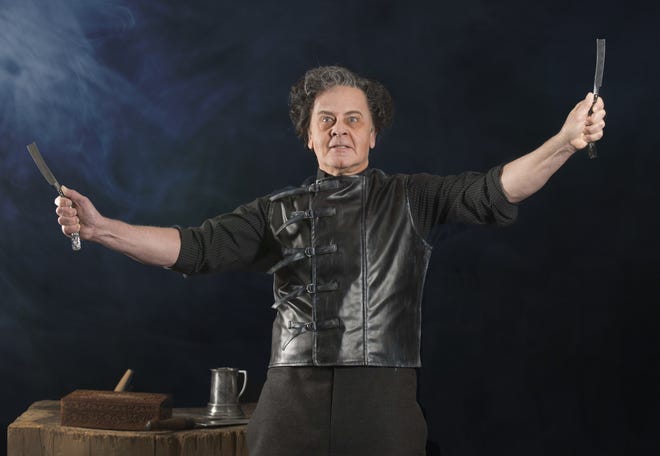 Allen Fitzpatrick plays a vengeful barber slashing the throats of his customers in the Stephen Sondheim musical "Sweeney Todd" at Asolo Repertory Theatre. [Provided by Asolo Rep / John Revisky]