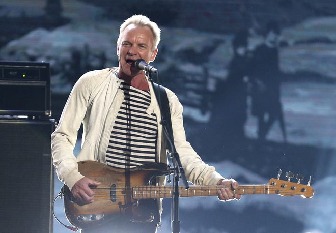 Sting performs at the 60th annual Grammy Awards in New York. Sting is heading to Las Vegas to launch a residency next year. Sixteen performances of "Sting: My Songs" will take place at The Colosseum at Caesars Palace, beginning May 22, 2020. Shows are also planned for June, August and September. [MATT SAYLES/INVISION (2018)]