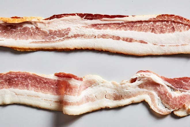 The bacon on top is packaged as uncured. The bacon on the bottom is cured. But the truth is, they're both cured. [The Washington Post]