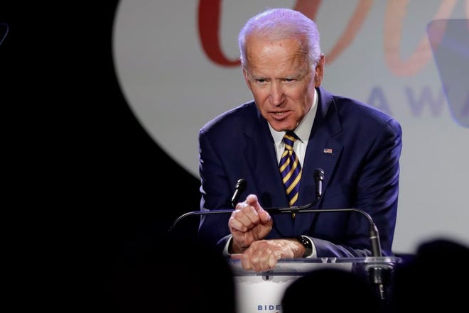 In this March 26, 2019, file photo, former Vice President Joe Biden speaks at the Biden Courage Awards in New York.