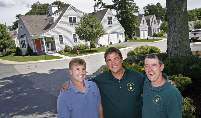 From left, Jim Bristol, Stu Hemingway and Dave Bristol, developers of the Village at Weathervane, in 2010. Their company, Bristol Brothers Development Corp., went before the licensing board this week to get necessary approvals for Tavern 117, a long-awaited clubhouse and restaurant at Weathervane Village and Golf Club in South Weymouth. (File photo)