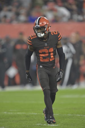 Browns cornerback Denzel Ward held the first fundraising event for his foundation Friday during a launch party at Fat Head's Brewery in Middleburg Heights. [David Richard/The Associated Press file photo]