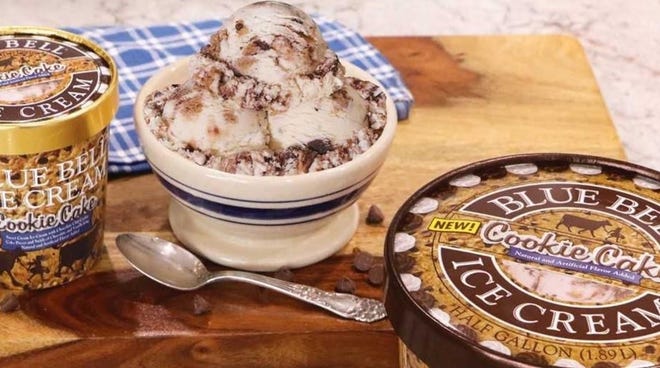 Cookie cake, the newest Blue Bell flavor, will be available for a limited time. [BLUE BELL]
