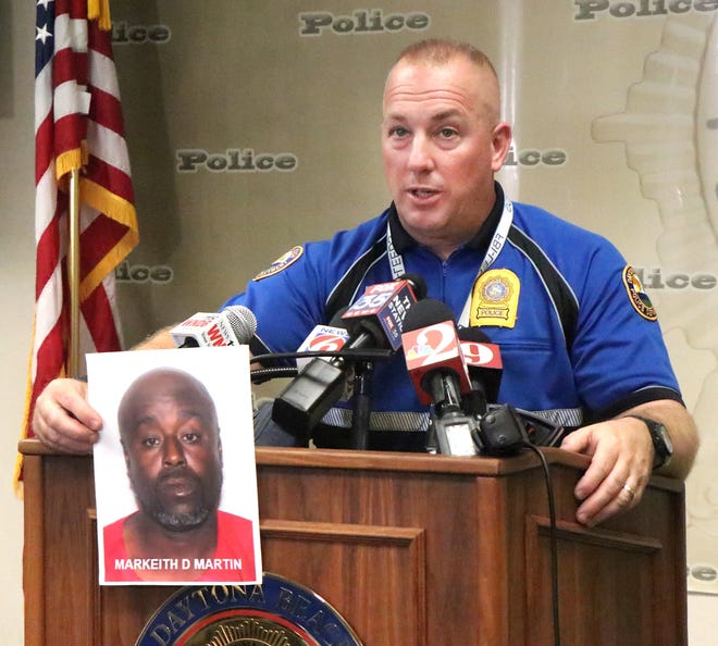 Daytona Beach police Chief Craig Capri discusses the rape cases of suspect Markeith Martin on Friday. Detectives have connected the longtime felon to seven rapes, police said. [News-Journal/David Tucker]