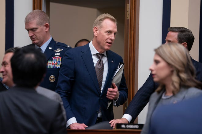 Acting Defense Secretary Patrick Shanahan arrives to testify at a House Armed Services Committee hearing on the fiscal year 2020 Pentagon budget, on Capitol Hill in Washington, Tuesday, March 26, 2019. [AP Photo/J. Scott Applewhite]