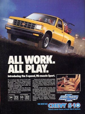 Chevy was first of the “Big Three” to release a compact size, quarter-ton pickup in 1982 to much success. The S10 lasted through 2004, when it was replaced by the new generation S10 called the Chevy Colorado. Ford released its first small pickup Ranger in 1983, while the Dodge compact Dakota arrived in 1986. [Chevrolet]