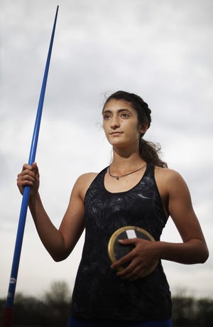 The only thing that seems to be able to limit Olentangy Orange's Grace Frye in track and field is a rule limiting athletes to four events per meet. [Kyle Robertson/Dispatch]