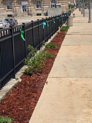 The Davis Mental Health Group hung green ribbons in downtown Freeport for Mental Health Awareness Month in May. [PHOTO PROVIDED]