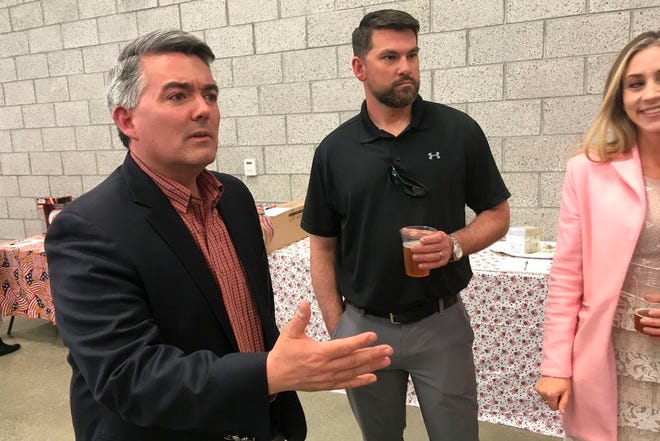 Sen. Cory Gardner, R-Colo., attends the Alamosa County Republicans Lincoln Day dinner in Alamosa, Colo., last week. Republicans are warning that Democratic proposals aimed at providing universal health care and curbing greenhouse gas emissions show that Democrats want to turn the U.S. toward socialism. Among those making that pitch is Gardner, who faces re-election next year. Conversations with more than three dozen Coloradans show that while some harbor concerns about socialism, few volunteer it as a top-flight concern.
