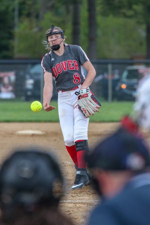 Dover's Madison DeVault delivers a pitch against New Philadelphia Monday night. Photo courtesy of Solid Rock Photos