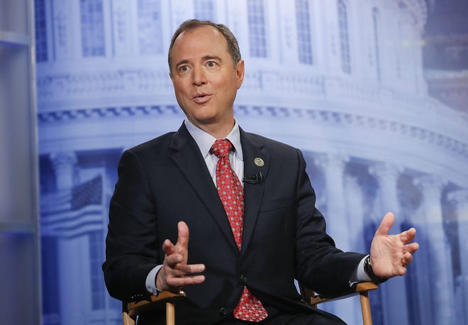 In this Nov. 7, 2017, file photo, Rep. Adam Schiff, D-Calf., answers questions during an interview at the Associated Press bureau in Washington. [PABLO MARTINEZ MONSIVAIS/ASSOCIATED PRESS]