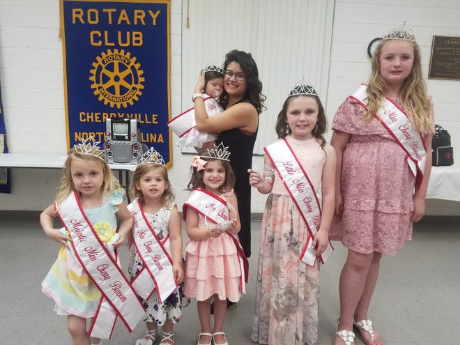 The Miss Cherry Blossom Festival Pageant winners were, from left, Majestic Miss Brylee Sain, Miniature Miss Lillee Falls, Tiny Miss Elizabeth Mull, Bitsy Miss Addison Lackey, back row: Little Miss Savannah Hubbard, and Young Miss Breanna Huffstetler. [PROVIDE PHOTO]
