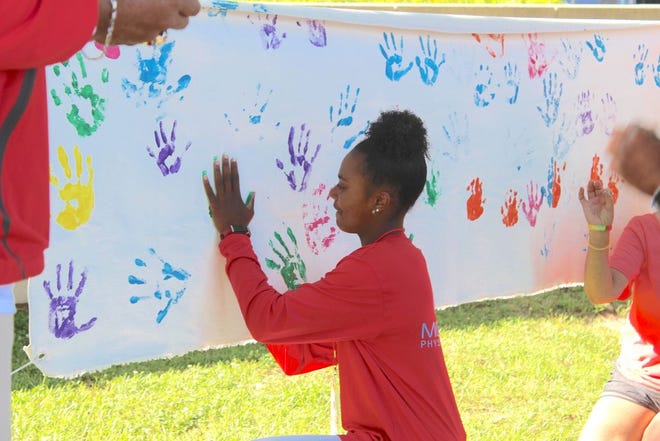 The Active for Autism hand mural