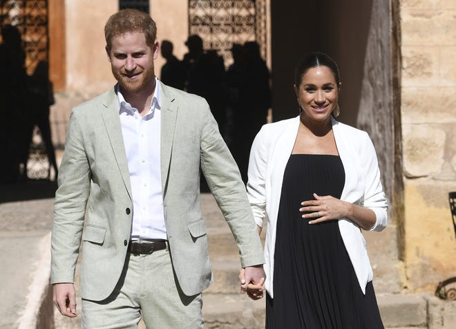 Britain's Prince Harry and Meghan, Duchess of Sussex visit the Andalusian Gardens in Rabat, Morocco, Feb. 25. The time is drawing near for the impending royal birth of the first child for Prince Harry and his wife Meghan, the Duchess of Sussex. [File/The Associated Press]