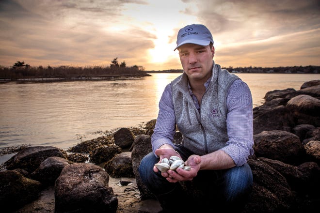 Newport's Brendan Breen devised a way to culture pearls from quahogs. [Ayla Fox Photo, courtesy of Brendan Breen]