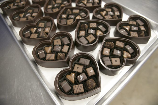 The edible gift box of chocolate assortments are a popular seller at Chocolaterie Tessa. 

(Photo by RALPH BARRERA / AMERICAN-STATESMAN)