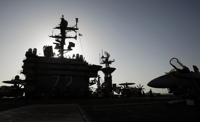 This Feb. 14, 2012, file photo shows the bridge of the Nimitz-class aircraft carrier USS Abraham Lincoln. The U.S. dispatched the USS Abraham Lincoln and other military resources to the Middle East following “clear indications” that Iran and its proxy forces were preparing to possibly attack U.S. forces in the region, according to a defense official on May 5. [HASSAN ANMAR/ASSOCIATED PRESS]
