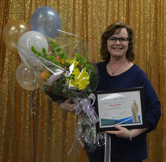 Sharon Wise, RN, was recognized as the employee recipient of a Frist Humanitarian Award at Twin Cities Hospital. Wise was recognized for her scholarship fundraising efforts, among other activities. [CONTRIBUTED PHOTO]