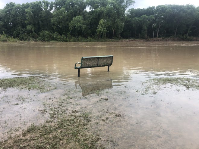Fishermans Park in Bastrop was closed over the weekend and Monday after recent thunderstorms across Central Texas brought river levels to flood stage. [Brandon Mulder/Bastrop Advertiser]