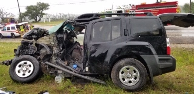 A woman was hospitalized with serious injuries after a crash Wednesday morning on Texas 71 near Spicewood. She had to be rescued from her vehicle. [Photo courtesy of Pedernales Fire Department]