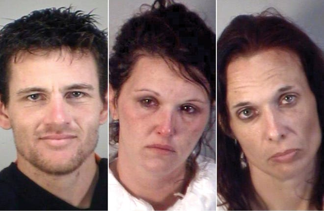 Brennan Dowling, 30, Stephanie Martin, 29, and Rebecca Wagner, 36, all of Clermont. [Lake County Jail]