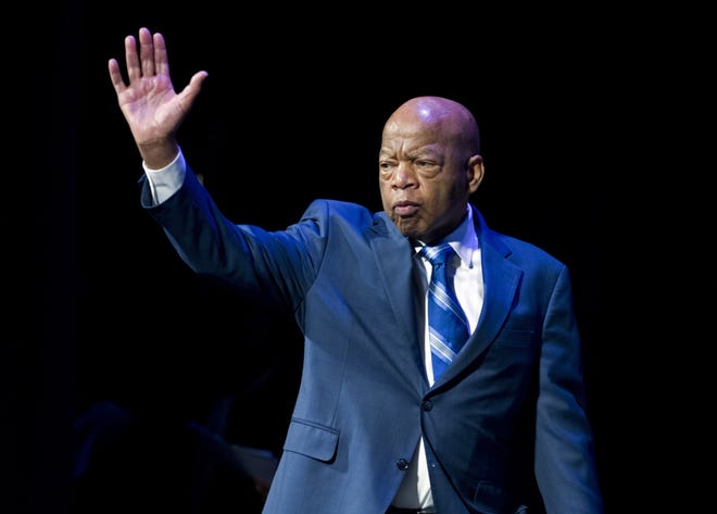 FILE - This Jan. 3, 2019 file photo shows Rep. John Lewis, D-Ga., during a swearing-in ceremony of Congressional Black Caucus members of the 116th Congress in Washington. (AP Photo/Jose Luis Magana, File)