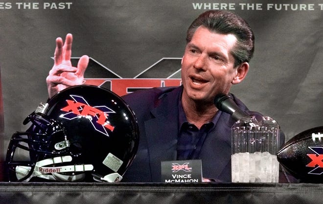 Vince McMahon has invested nearly $400 million in the XFL. [The Associated Press]