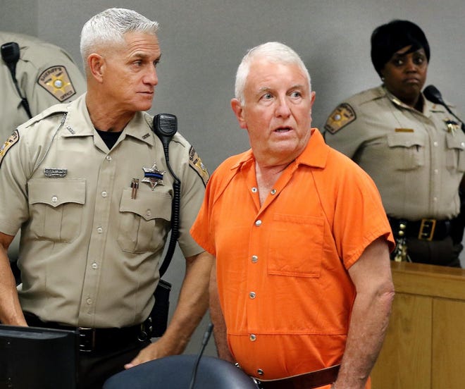 Roger Self appears in court for a first appearance after being charged with first-degree murder in the deaths of his daughter and daughter-in-law.

[JOHN CLARK/Gaston Gazette]