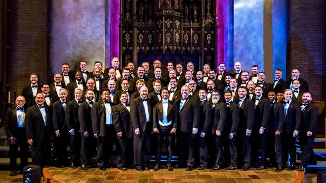 Capital City Men's Chorus, conducted by Daniel Arredondo, center front, will perform Andrew Lippa's "Unbreakable" at Bates Recital Hall this weekend. [Contributed]
