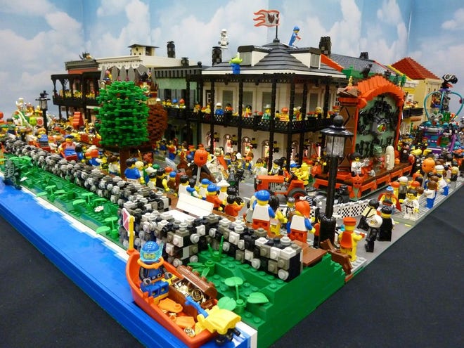 A Mardi Gras scene from the BrickUniverse Lego Fan Convention