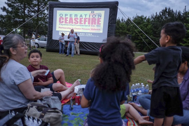 The screening of 'Frozen; is part of Operation Ceasefire's Movie Night program May 9, 2014. [Raul R. Rubiera/The Fayetteville Observer]