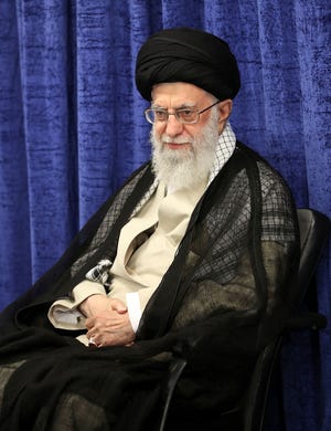 Supreme Leader Ayatollah Ali Khamenei attends a meeting with governmental officials in Tehran, Iran, Tuesday, May 14, 2019.