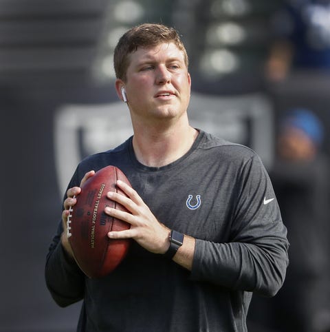Parks Frazier, the Colts assistant coach, throws...