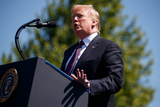 President Donald Trump speaks at the 38th Annual National Peace Officers' Memorial Service at the U.S. Capitol, Wednesday, May 15, 2019, in Washington. (AP Photo/Evan Vucci)