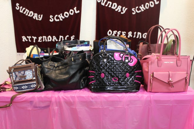 These are just a few of the purses that were donated last year to the 'Pack a Purse for a Sister' program. This year's event will be held Saturday in Barstow. [Courtesy of Verjuana Foreman]