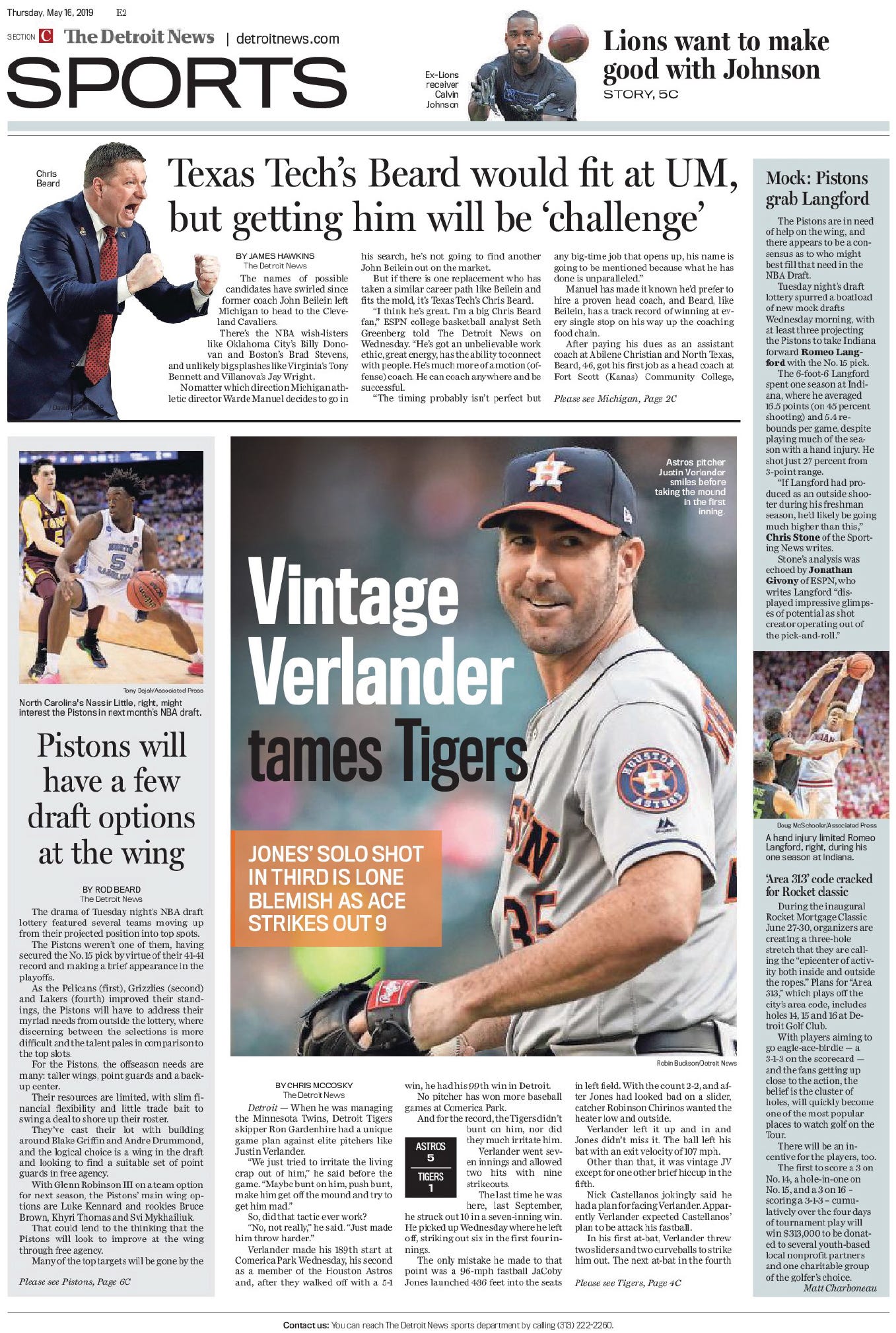 View the daily Detroit News sports front pages (Updated: May 16) View the daily Detroit News sports front pages (Updated: May 16)