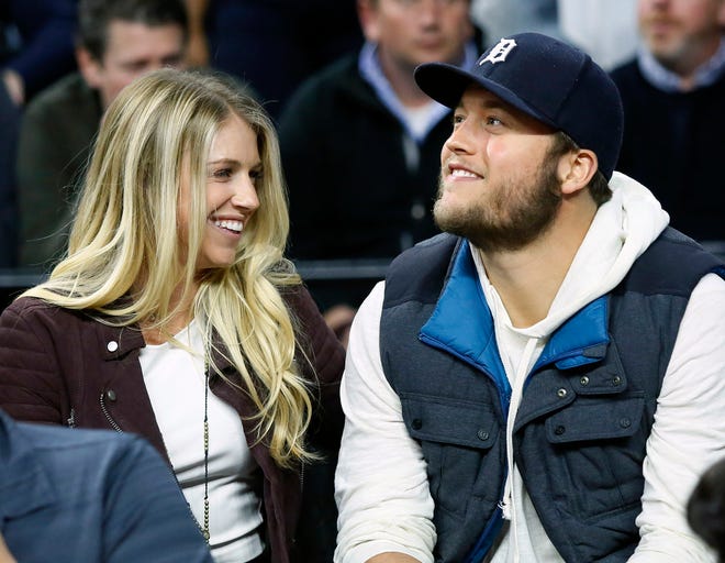 Detroit Lions quarterback Matthew Stafford says his wife, Kelly, has "leaned on" public support since surgery to remove a tumor from her brain.