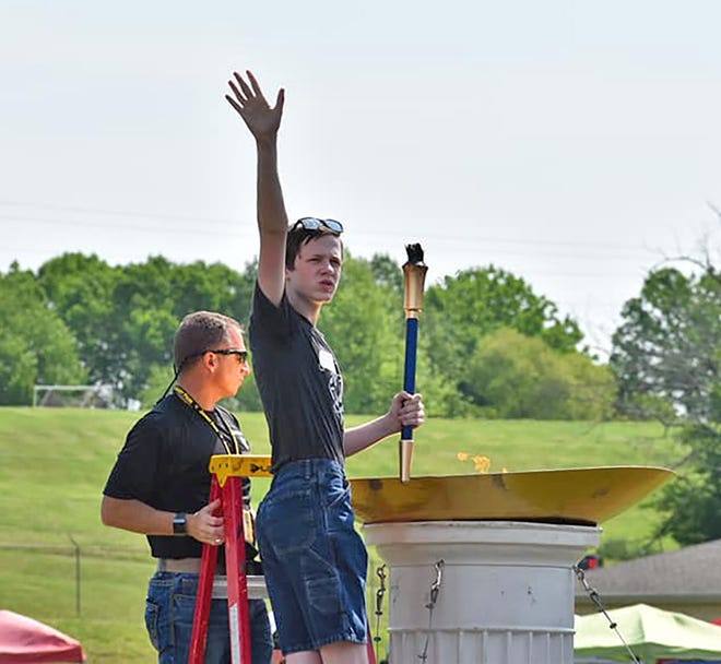 Official lighting of the cauldron at the 2019 Special Olympics in Fairview on May 2, 2019.