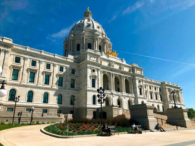 The sun shines on the Minnesota State Capitol in St. Paul, Wednesday, May 15, 2019.