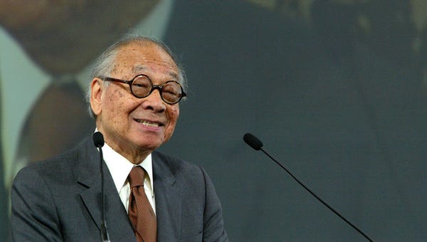 I.M. Pei speaks after being honored with an Ellis...