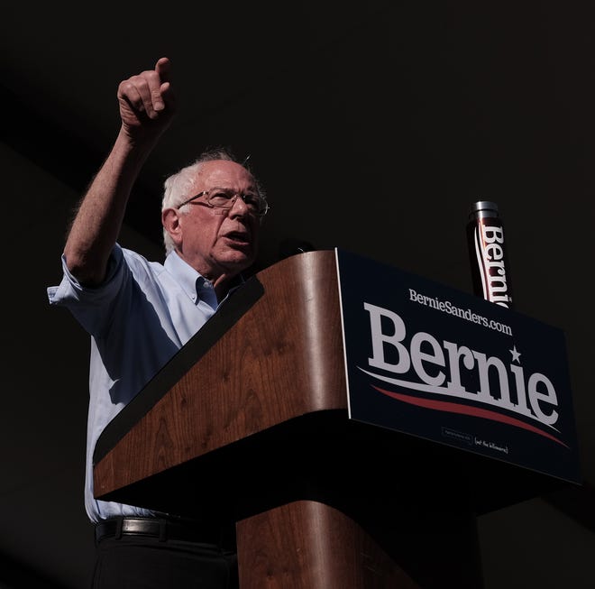 Democratic presidential candidate Bernie Sanders delivers his message to a crowd at Augusta's Jessye Norman Amphitheater on Saturday. [MIKE ADAMS/SPECIAL]